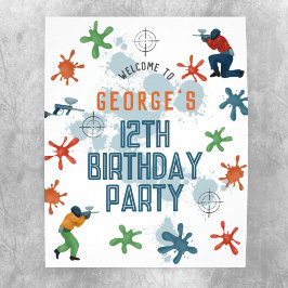 Boys Moderne Paintball Geburtstagsparty Begrüßungs Poster