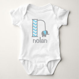 Boys Monogram Bodysuit Baby Boy Elephant Initial Baby Strampler