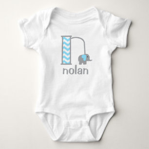 Boys Monogram Bodysuit Baby Boy Elephant Initial Strampler