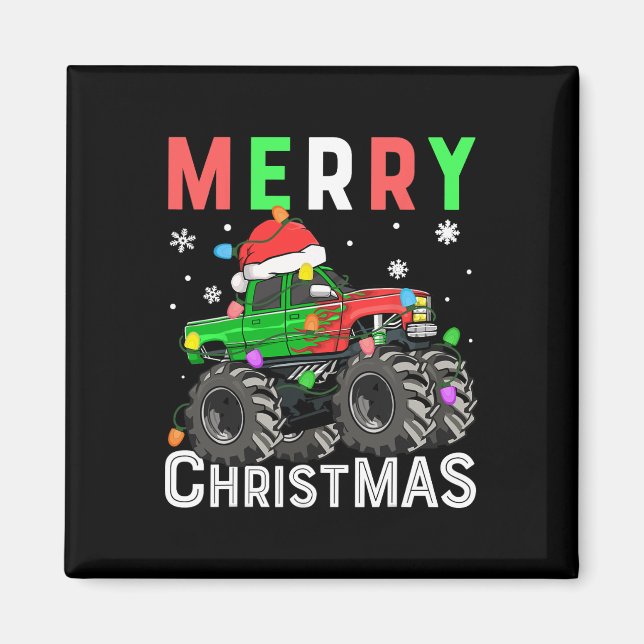 Boys Monster Truck Frohe Weihnachts-Weihnachtsmann Magnet (Vorne)