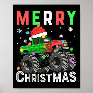 Boys Monster Truck Frohe Weihnachts-Weihnachtsmann Poster