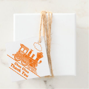 Boys name train loco orange weiß Geburtstag danke Geschenkanhänger