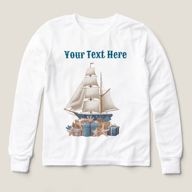 "Boys Nautical Christmas T - Shirt - Feiertag (Design Vorderseite)