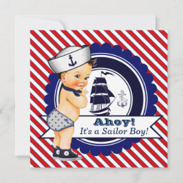 Boys Nautical Sailor Baby Dusche Einladung