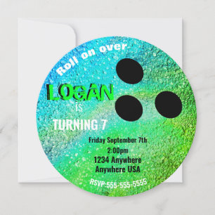 Boys neon BOWLING BALL Bowling Glow Geburtstagspar Einladung