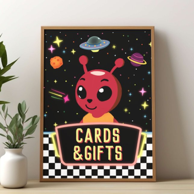 Boys Neon Galaxy Space Alien Cards Gifts Sign Poster (Von Creator hochgeladen)