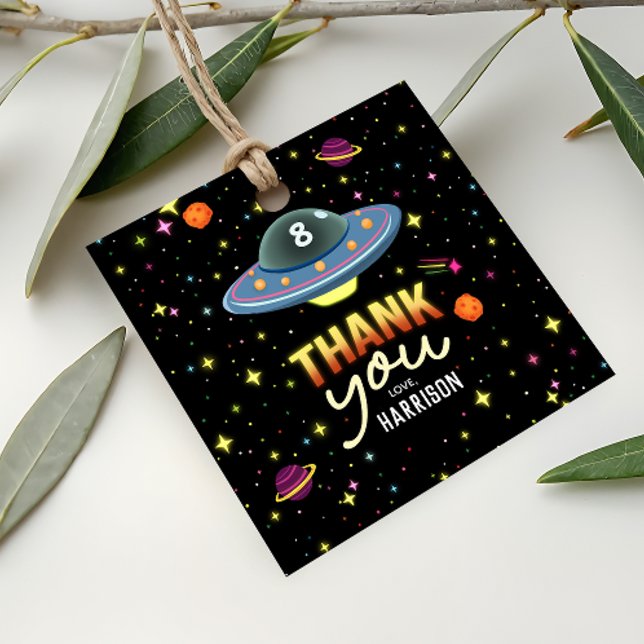 Boys Neon Outer Space Birthday Party Favor Geschenkanhänger (Von Creator hochgeladen)
