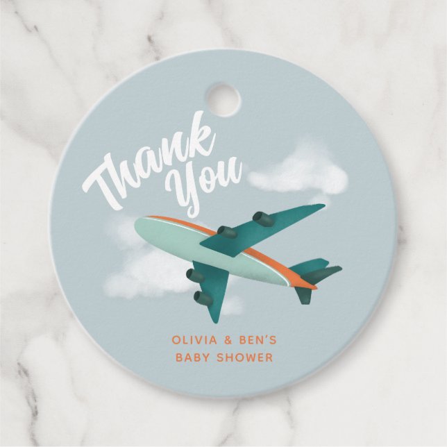 Boys Niedlich Blue Baby Duschflugzeug Geschenkanhänger (Vorderseite)