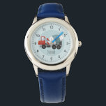 Boys Niedlich Blue Construction Concrete Mixer Kid Armbanduhr<br><div class="desc">Diese niedliche und moderne Kinderuhr ist mit einem Mixer aus blauem und rotem Beton ausgestattet und bietet einen Platz,  um den Namen Ihres Jungen hinzuzufügen. Ideal für jeden kleinen,  der davon träumt,  Baumeister zu sein! Mit klaren Zahlen ist das großartig für die erste Armbanduhr eines Kindes.</div>