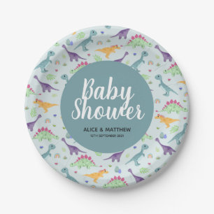 Boys Niedlich Blue Dinosaur Pattern Baby Dusche Pappteller