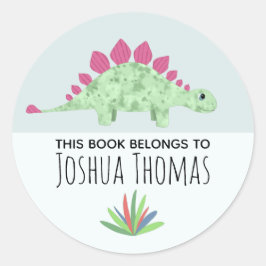 Boys Niedlich Blue Dinosaurier Cartoon Kinder Buch Runder Aufkleber