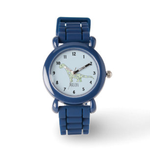 Boys Niedlich Blue Dinosaurier mit Name Kids Armbanduhr