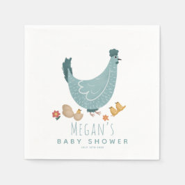 Boys Niedlich Blue Farm Chicken Baby Dusche Serviette