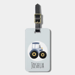 Boys Niedlich Blue Farm Traktor Cartoon und Name K Gepäckanhänger