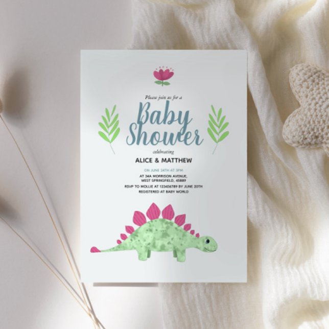 Boys Niedlich Blue Jungle T-Rex Dinosaur Babydusch Einladung (Von Creator hochgeladen)