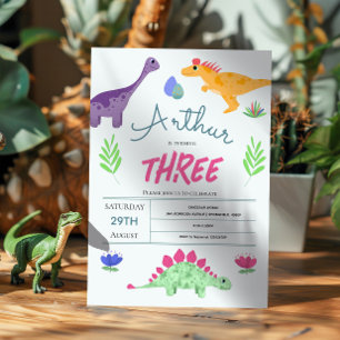 Boys Niedlich Blue Jungle T-Rex Dinosaur Geburtsta Einladung