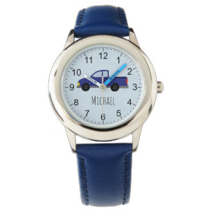 Boys Niedlich Blue Lieferwagen Truck Car mit Name Armbanduhr