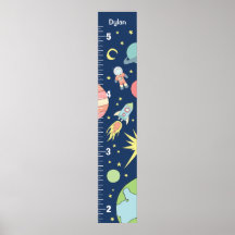 Boys Niedlich Blue Rocket Ship Space Growth Chart