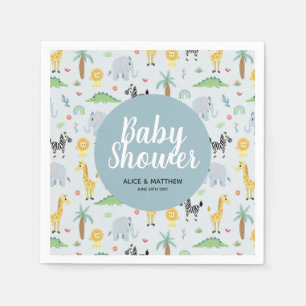 Boys Niedlich Blue Safari Pattern Baby Dusche Serviette