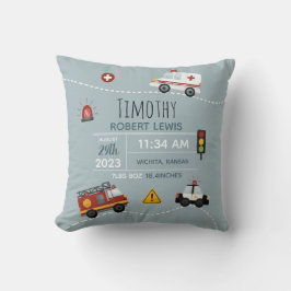 Boys Niedlich Blue Transport Geburtsstaates & Name Kissen