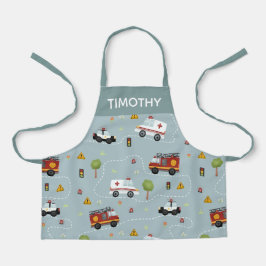 Boys Niedlich Blue Transport Pattern Kids Schürze