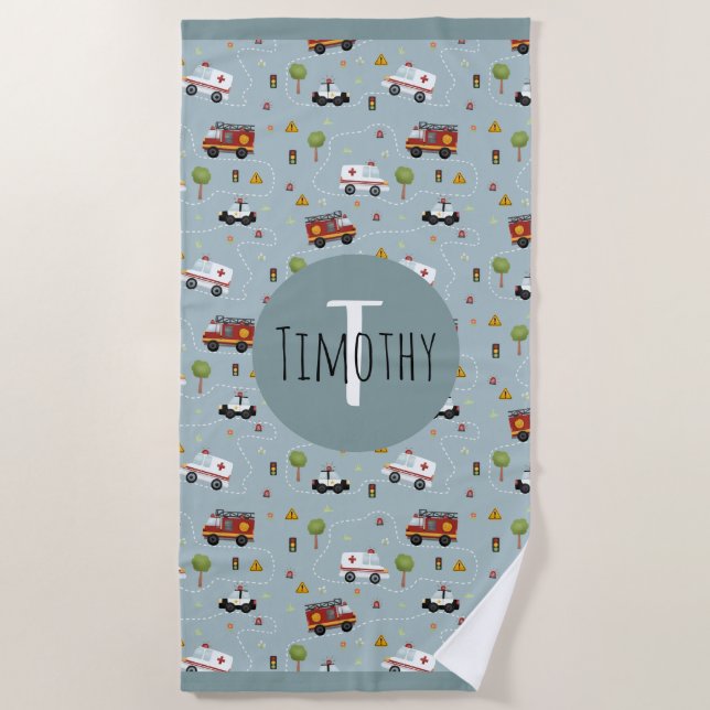 Boys Niedlich Blue Transport Pattern Kids Strandtuch (Vorderseite)
