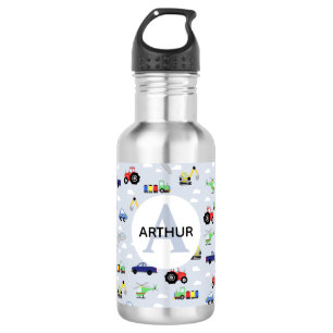 Boys Niedlich Blue Transport Train and Car Kids Sc Edelstahlflasche