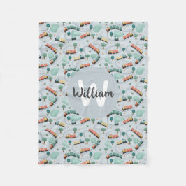 Boys Niedlich Blue Travel Monogram Muster Kids Fleecedecke