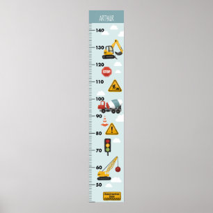 Boys Niedlich Construction Transport Growth Chart Poster