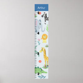 Boys Niedlich Safari Animals Elephant Growth Chart Poster
