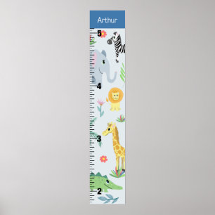 Boys Niedlich Safari Animals Elephant Growth Chart Poster