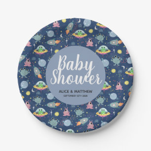 Boys Niedlich Space Muster Baby Shower Paper Plate Pappteller