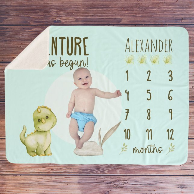 Boy's Niedlich T Rex Dinosaur Baby Milestone Sherpadecke (Von Creator hochgeladen)