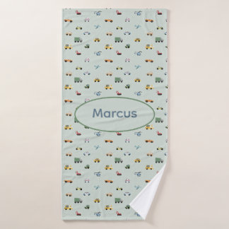 Boys Niedlich Transport Car Muster monogramm Kids Badehandtuch