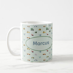 Boys Niedlich Transport Car Muster monogramm Kids Kaffeetasse