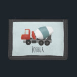 Boys Niedliche Konstruktionsbetonmischung und Name Tri-fold Geldbeutel<br><div class="desc">Diese niedliche und moderne Brieftasche aus Kids verfügt über einen roten und blauen Betonmischer und einen Platz,  in dem Sie Ihren Kindernamen hinzufügen können. Perfekt für jeden kleinen Jungen,  der davon träumt,  ein Baumeister zu sein!</div>