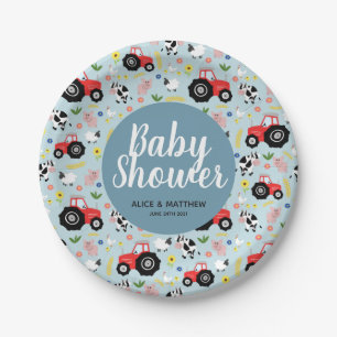 Boys Niedliche Landtiere Traktor Kinderdusche Pappteller