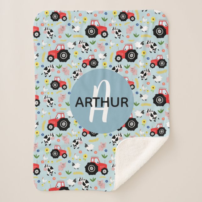 Boys Niedliche Zuchttiertraktoren und Namenskinder Sherpadecke (Vorderseite)