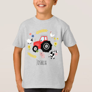 Boys, Niedlicher Red Farm Traktor und Tiere T-Shirt