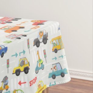 Boys Niedlicher Transport Car Muster Kindergeburts Tischdecke