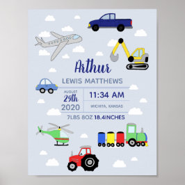 Boys Niedliches Transport Car Train Baby Kinderzim Poster