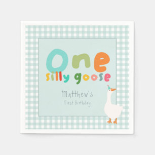 Boys One Albern Goose Blue Gingham Serviette