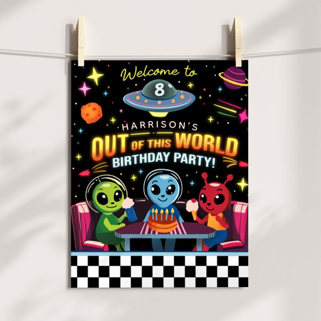 Boys Out Of This World Space Alien Welcome Sign Poster (Von Creator hochgeladen)