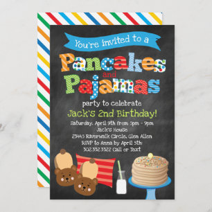 Boys Pancakes und Pajamas Chalkboard Party Einladung