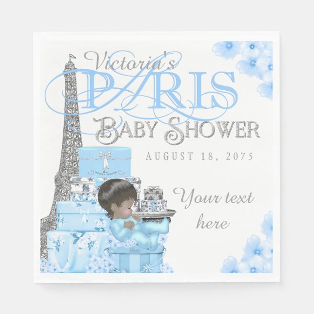 Boys Paris Baby Dusche Napkins Serviette (Vorderseite)
