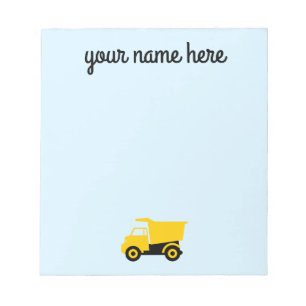 Boys Personalisiert Construction Truck Notepad Notizblock