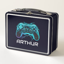 Boys Personalisierte Coole Neon Gamer Lunch Box