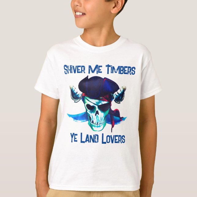 Boy's Pirate Skull Cotton T - Shirt | Kid's Clothi (Vorderseite)