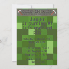 Boys Pixel Gamer Birthday Party Einladung