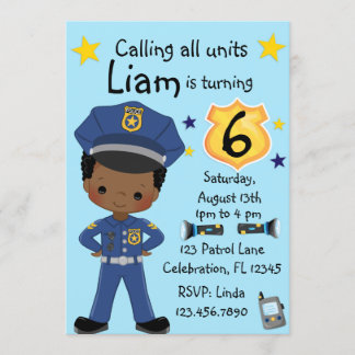 Boys Police Officer Birthday Einladung
